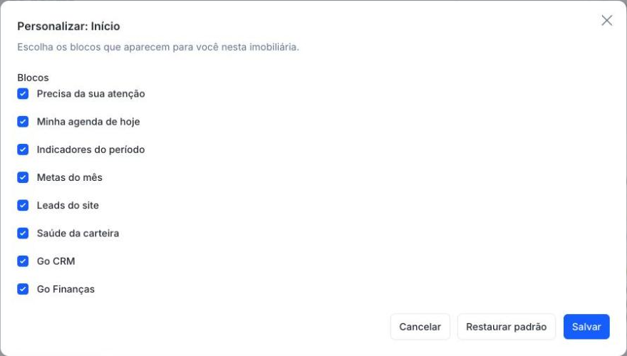 Personalizar o Início