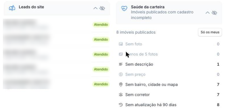 Leads do site e Saúde da carteira